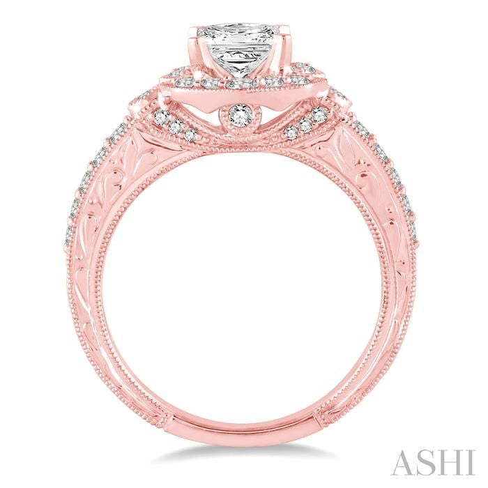 1/2 Ctw Diamond Semi-Mount Engagement Ring in 14K Rose Gold