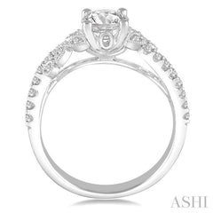 1 Ctw Diamond Engagement Ring with 3/4 Ct Round Cut Center Stone in 14K White Gold