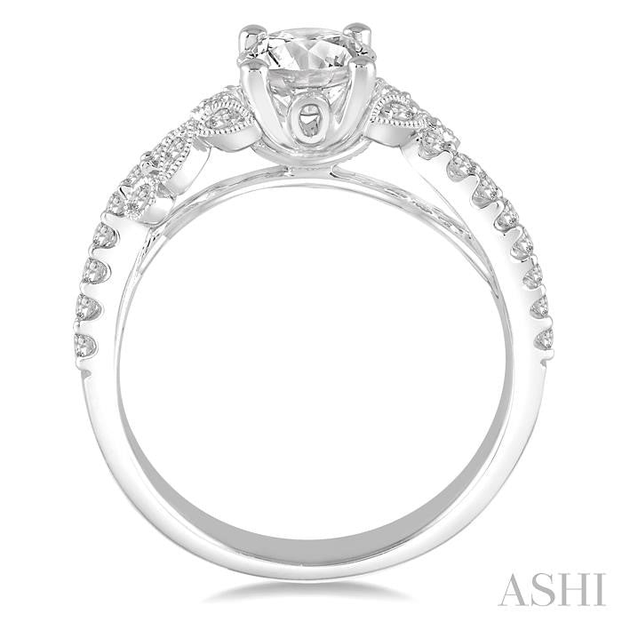 1/3 Ctw Round Diamond Semi-Mount Engagement Ring in 14K White Gold