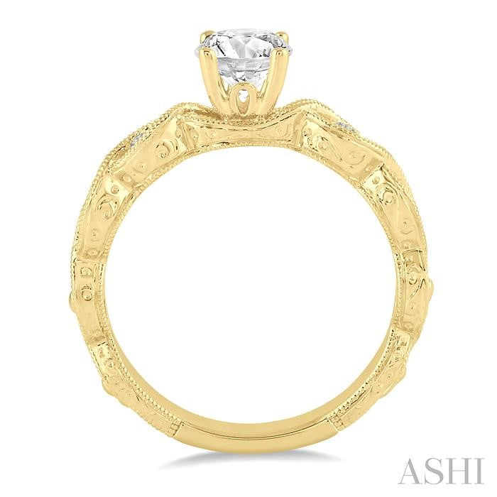 1/2 Ctw Diamond Engagement Ring with 1/3 Ct Round Cut Center Stone in 14K Yellow Gold