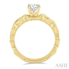 1/2 Ctw Diamond Engagement Ring with 1/3 Ct Round Cut Center Stone in 14K Yellow Gold