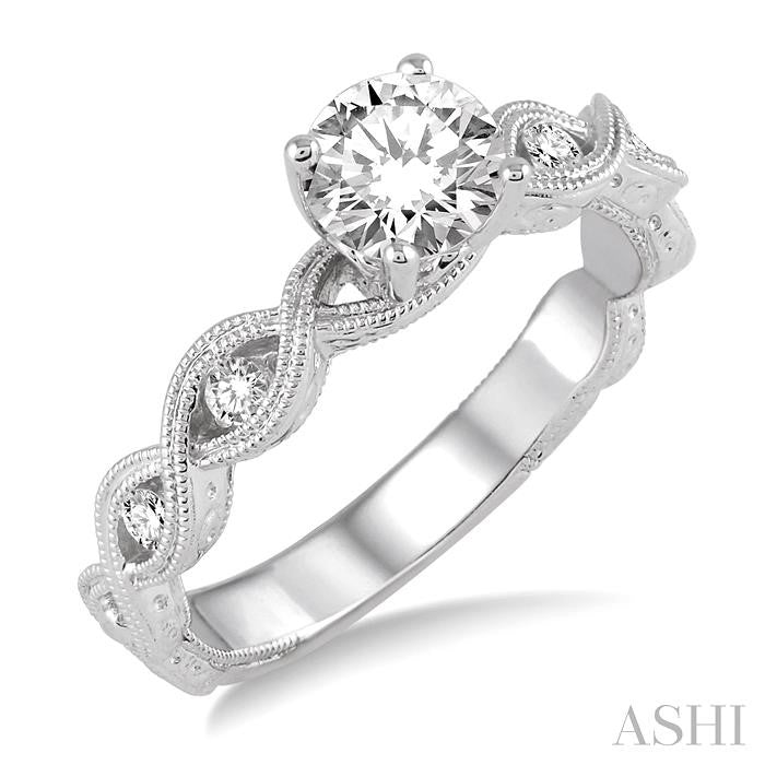 1/10 Ctw Diamond Semi-Mount Engagement Ring in 14K White Gold