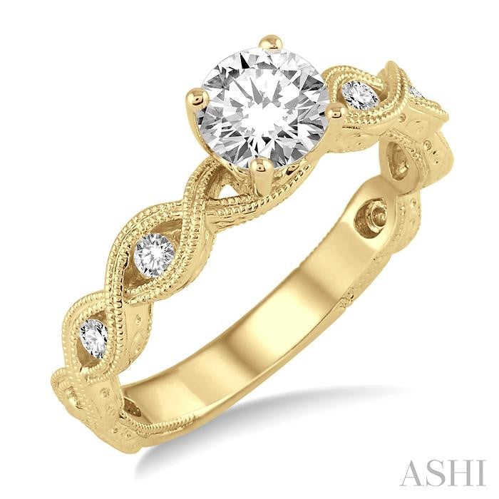 1/10 Ctw Diamond Semi-Mount Engagement Ring in 14K Yellow Gold