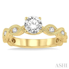 1/10 Ctw Diamond Semi-Mount Engagement Ring in 14K Yellow Gold