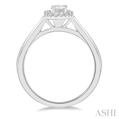 5/8 Ctw Emerald Mount Emerald and Round Cut Diamond Ladies Engagement Ring with 1/2 Ct Emerald Cut Center Stone in 14K White Gold