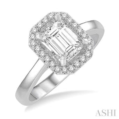 1/6 Ctw Emerald Mount Round Cut Diamond Semi-Mount Engagement Ring in 14K White Gold