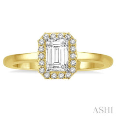 1/10 Ctw Emerald Mount Round Cut Diamond Semi-Mount Engagement Ring in 14K Yellow and White Gold