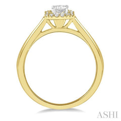 1/10 Ctw Emerald Mount Round Cut Diamond Semi-Mount Engagement Ring in 14K Yellow and White Gold