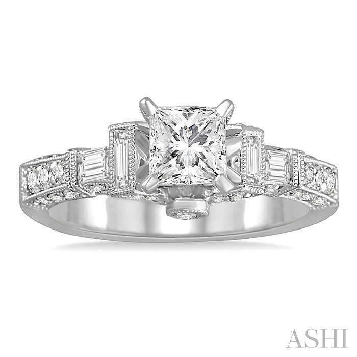 3/4 Ctw Diamond Semi-Mount Engagement Ring in 14K White Gold