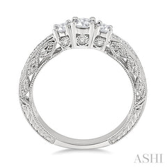 1/2 Ctw Diamond Engagement Ring with 1/5 Ct Round Cut Center Stone in 14K White Gold