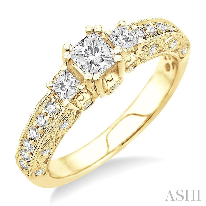 1/2 Ctw Diamond Semi-Mount Engagement Ring in 14K Yellow Gold