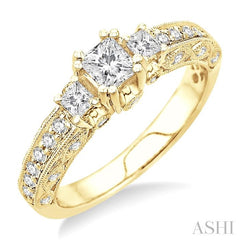 1/2 Ctw Diamond Semi-Mount Engagement Ring in 14K Yellow Gold