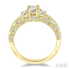 1/2 Ctw Diamond Semi-Mount Engagement Ring in 14K Yellow Gold