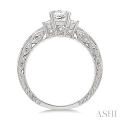 1/2 Ctw Diamond Engagement Ring with 1/3 Ct Princess Cut Center Stone in 14K White Gold