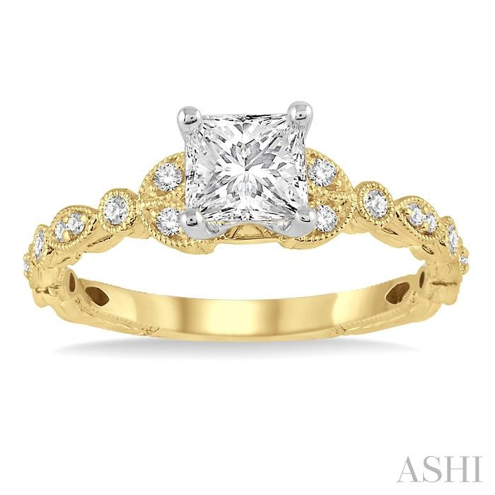 1/6 Ctw Diamond Semi-Mount Engagement Ring in 14K Yellow and White Gold