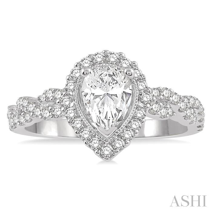 3/4 Ctw Intertwined Shank Round Cut Diamond Semi-Mount Engagement Ring in 14K White Gold