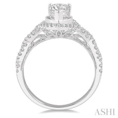 3/4 Ctw Intertwined Shank Round Cut Diamond Semi-Mount Engagement Ring in 14K White Gold