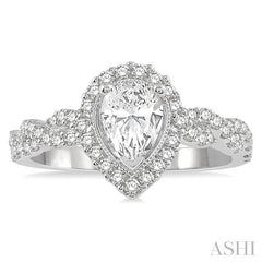 3/8 Ctw Intertwined Shank Round Cut Diamond Semi-Mount Engagement Ring in 14K White Gold
