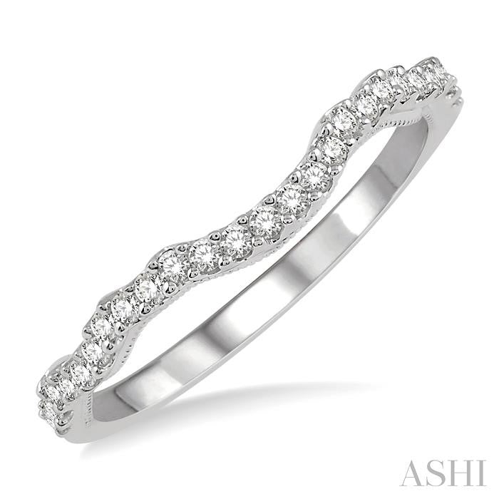 1/5 Ctw Curvy Round Cut Diamond Wedding Band in 14K White Gold