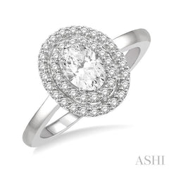 1/5 Ctw Twin Halo Round Cut Diamond Semi-Mount Engagement Ring in 14K White Gold