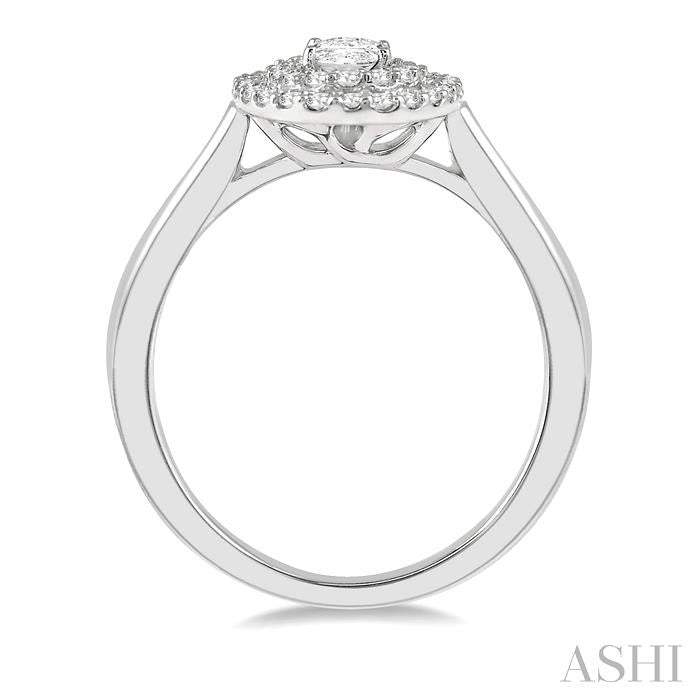 1/5 Ctw Twin Halo Round Cut Diamond Semi-Mount Engagement Ring in 14K White Gold