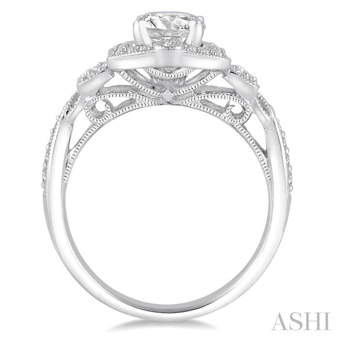 1 Ctw Diamond Engagement Ring with 3/4 Ct Round Cut Center Stone in 14K White Gold