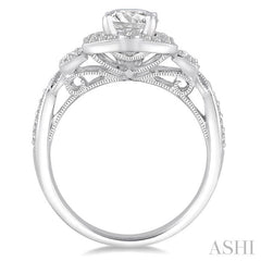 1 Ctw Diamond Engagement Ring with 3/4 Ct Round Cut Center Stone in 14K White Gold