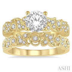 3/4 Ctw Diamond Bridal Set with 5/8 Ctw Round Cut Engagement Ring and 1/6 Ctw Wedding Band in 14K Yellow Gold