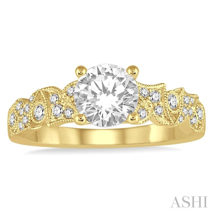 5/8 Ctw Diamond Engagement Ring with 3/8 Ct Round Cut Center Stone in 14K Yellow Gold