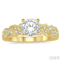 5/8 Ctw Diamond Engagement Ring with 3/8 Ct Round Cut Center Stone in 14K Yellow Gold