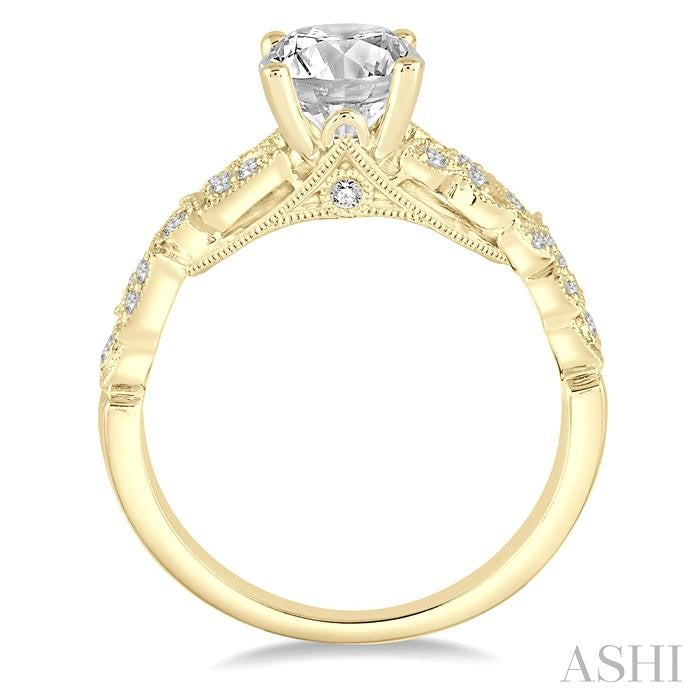 5/8 Ctw Diamond Engagement Ring with 3/8 Ct Round Cut Center Stone in 14K Yellow Gold