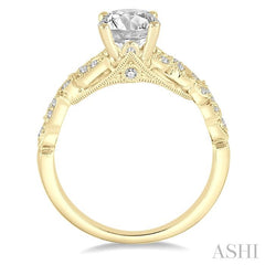 5/8 Ctw Diamond Engagement Ring with 3/8 Ct Round Cut Center Stone in 14K Yellow Gold