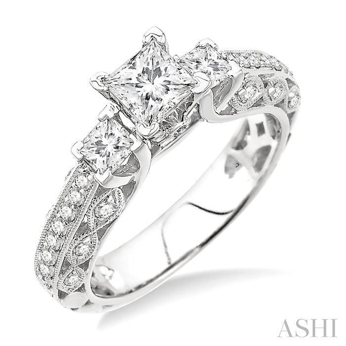 3/4 Ctw Diamond Semi-Mount Engagement Ring in 14K White Gold