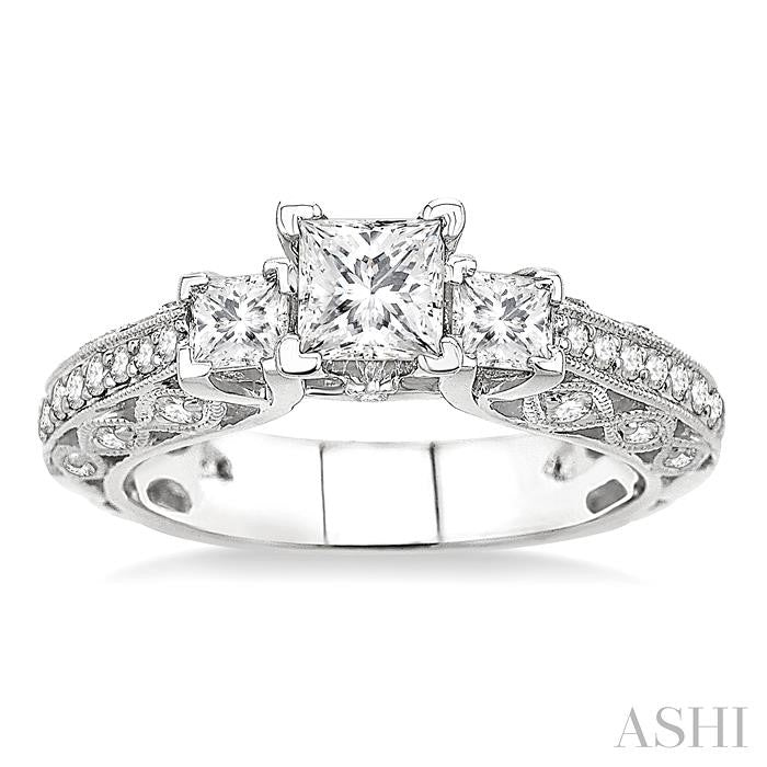 3/4 Ctw Diamond Semi-Mount Engagement Ring in 14K White Gold