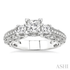 3/4 Ctw Diamond Semi-Mount Engagement Ring in 14K White Gold