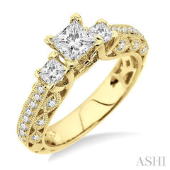3/4 Ctw Diamond Semi-Mount Engagement Ring in 14K Yellow Gold