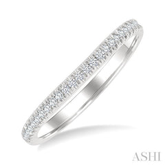 1/6 Ctw Center Dip Round Cut Diamond Wedding Band in 14K White Gold