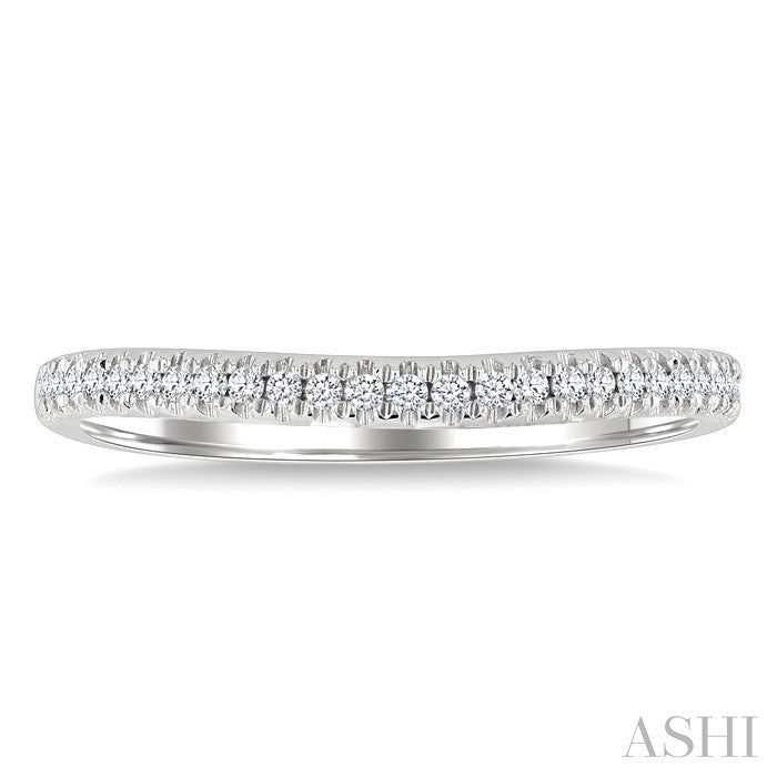 1/6 Ctw Center Dip Round Cut Diamond Wedding Band in 14K White Gold