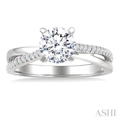 1/6 Ctw Criss Cross Round Cut Diamond Semi-Mount Engagement Ring in 14K White Gold