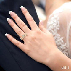 5/8 Ctw Diamond Wedding Set with 1/2 Ctw Round Cut Engagement Ring and 1/8 Ctw Wedding Band in 14K Yellow Gold