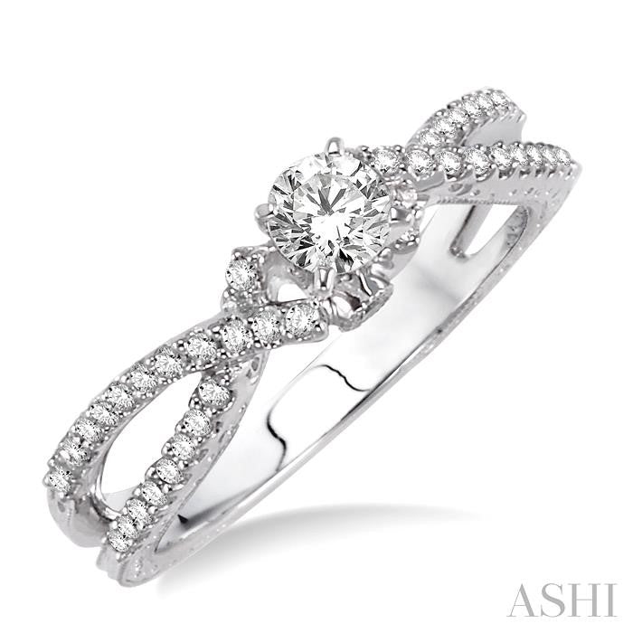 1/4 Ctw Round Cut Diamond Semi-Mount Engagement Ring in 14K White Gold
