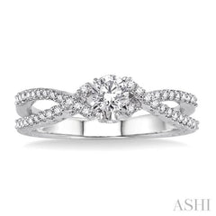 1/4 Ctw Round Cut Diamond Semi-Mount Engagement Ring in 14K White Gold