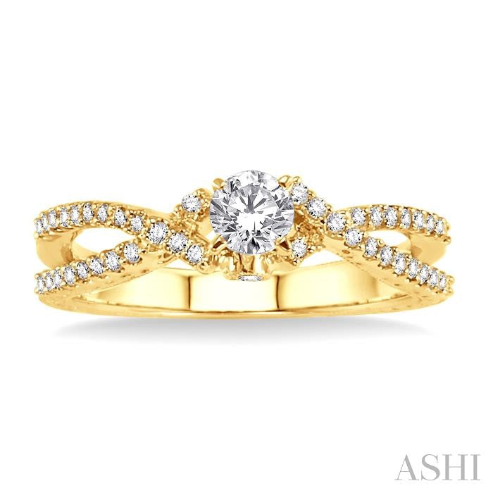 1/4 Ctw Round Cut Diamond Semi-Mount Engagement Ring in 14K Yellow Gold