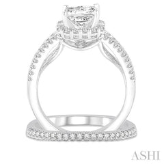 1 1/3 Ctw Diamond Bridal Set with 1 1/6 Ctw Princess Cut Engagement Ring and 1/6 Ctw Wedding Band in 14K White Gold