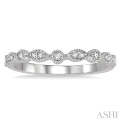 1/10 Ctw Marquise and Circular Lattice Round Cut Diamond Wedding Band in 14K White Gold