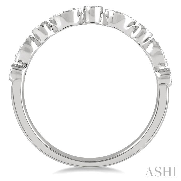 1/10 Ctw Marquise and Circular Lattice Round Cut Diamond Wedding Band in 14K White Gold