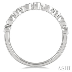 1/10 Ctw Marquise and Circular Lattice Round Cut Diamond Wedding Band in 14K White Gold