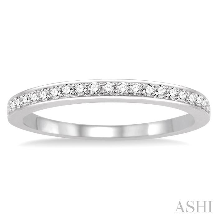 1/10 Ctw Round Cut Diamond Wedding Band in 14K White Gold