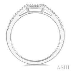 1/10 Ctw Arched Center Round Cut Diamond Wedding Band in 14K White Gold