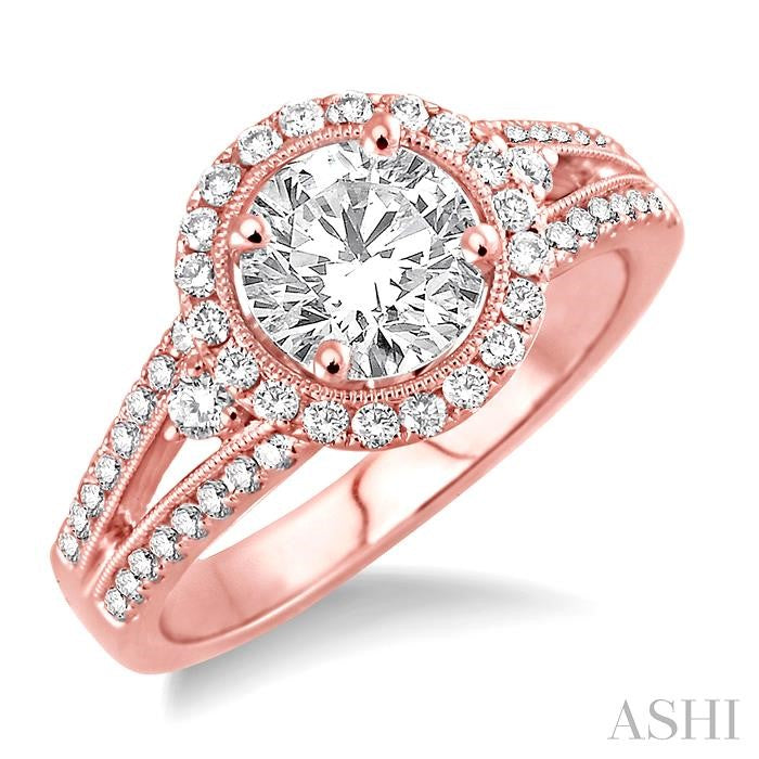 5/8 Ctw Diamond Semi-Mount Engagement Ring in 14K Rose Gold
